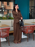 2025 Women's Autumn Suit High-End Full Cotton Lazy Wind V Collar Loose Blouse Broad Leg Pants Two Sets 68HZ