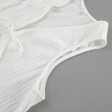 White Bubble Choppers With Sleeveless Backpack Hot Pants Set 2025 Spring/Summer Fashion New Two-Sleeve 68HZ