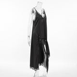 Summer Sexy Design Lace V Tie With Black Mystery Dress With Open Fork Dress Women's Dress 68HZ