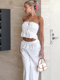 White Cotton Tecta Boobs Wide-Footed Sleeves With Sleeves 2025 Spring And Summer Fashion 68HZ