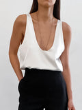 2026 Summer New Solid Color Buttite Vertebry U Neckless T-Shirt With Street Style Small Vest Woman 68HZ