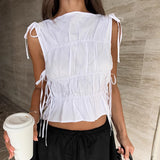 Spring And Summer New Cotton Collared With Loose Comfortable Round Collar Vest Blouse Fashion Commuting Women's Clothing 68HZ