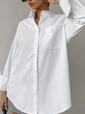 White Shirt 2025 Summer New Collar Long Sleeve Simple Fashion Free Casual Women's Top 68HZ
