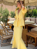 2025 New Summer Women's Suit Fashion Casual V-Neck Wrinkles With A Foam Sleeve Half-Dress 68HZ