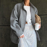 Grey Hair Coat Temperament Collar 2025 New Autumn And Winter High Sense Commuting Clothes Women 68HZ