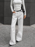 High Street White Straight Tube Drag Floor Leisure Trousers 2025 Autumn And Winter Fashion New Trousers 68HZ