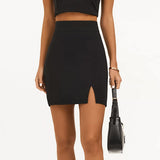 Wildberries Spring New Sexy Black Open-Forked High-Waisted Hip Skirt 2025 Fashion Woman 68HZ
