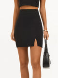 Wildberries Spring New Sexy Black Open-Forked High-Waisted Hip Skirt 2025 Fashion Woman 68HZ