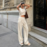 Street Style Fashion Casual Set Cassette Cotton Sleeveless Top Trousers Two Sets Of Summer Women 68HZ