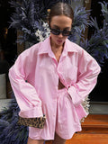 French Solid-Colored Collar Long-Sleeved Hot Pants Casual Loose Set 2025 Summer Fashion New Two-Piece Set Of Women 68HZ
