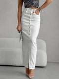 Autumn And Winter New Temperament High Waist Repair Button Half-Dress Dress 2025 Fashion Casual Dress Woman 68HZ