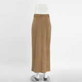 Autumn Classic Knitted Velvet High-Rise Straight Dress With Sexy Open Fork Casual Dress Girl 68HZ