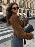 French Velvet Suit Collar Casual Double Buckle Jacket 2025 Autumn And Winter Fashion New Products Frosted Velvet Coat 68HZ