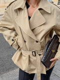 British Wind Long Sleeve Collar Tie Belt To Collect Waist Thin Senior Sense 2025 Autumn Long Wind Coat Woman 68HZ