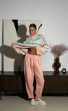 2025 New Casual Warm Suit Women's High-End Spring Color Sweater Straight Trousers Two Sets Inside 68HZ