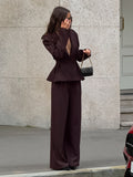 Autumn And Winter Niche Design Sense Deep V Low Chest Long Sleeves Waist Blazer Trousers Two Sets Of Women's Suit 68HZ
