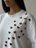 Three-Dimensional Love Love Short-Sleeved T-Shirt Women's Summer Round Collar Small New Design Lazy Top 68HZ