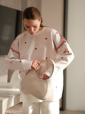 Autumn New Love To The Flower Jacket Sweater Lady Round Collar Long Sleeve Bottom Shirt Women Simple Top 68HZ