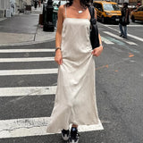 Kiche Cotton Leprosy Resort Sling Square Collar Dress 2025 Spring And Summer Fashion New Long Dress Woman 68HZ