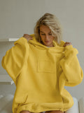 Autumn And Winter New Yellow Dopamine Sweet Wind Thick And Loose Long-Sleeved Rope Hooded Hoodie Woman 68HZ