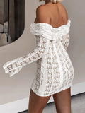 New Spring And Summer Sexy Shoulder Lace Trumpet Horn Sleeves To Pack A Hundred Dress Dress Women 68HZ