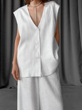 White V-Neck Cotton Sleeveless Vest Trousers Set 2025 Spring And Summer Fashion New Two-Piece Women 68HZ