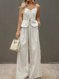 Autumn 2025 New Casual Cotton Set Femininity High-Waist Broad Leg Trousers Design With Commuting Two Sets 68HZ