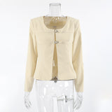 Design Sense U Collar Niche Temperament Fashion Casual Apricot Small Suit 2025 Autumn Women's Coat 68HZ