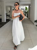 2025 Summer Sexy Design White Slings Long And Ankle Tat Dress Sexy Commuter Dress Woman 68HZ