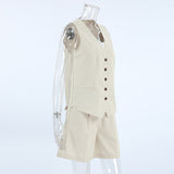 Workplace Commuting Cotton Sleeveless Vest Hot Pants Set 2025 Spring And Summer Fashion Two Sets Of Women's Clothing 68HZ