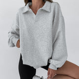 2025 Autumn And Winter Fashion New Loose Leisure Lantern Lantern Polo Collar Design Top Lady 68HZ