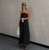 French Kaqi Cotton Thigh Braided High-Waisted Dress Open Back 2025 Summer New Long Dress Woman 68HZ