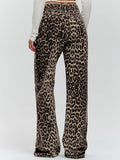 2025 Summer Retro Street Style Loose Low-Rise Leopard Trousers With Pure Cotton Wide-Footed Trousers Casual Trousers Women 68HZ