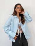 Casual Sexy Loose-Fitting Long-Sleeved White Cardigan Shirt Summer Cotton Shirt Woman 68HZ