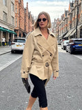 British Wind Long Sleeve Collar Tie Belt To Collect Waist Thin Senior Sense 2025 Autumn Long Wind Coat Woman 68HZ