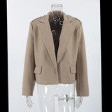 Autumn And Winter Pure Color Hair Suit Women's High-Grade Temperament Fashion Big Collar Casual Style Short Coat 68HZ
