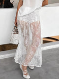 Sexy Lace Perspective White Jiti Flower Dress 2025 Early Spring New Dress 68HZ