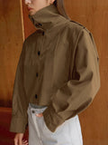 Licin Collar Temperament Simple Single-Dbutton Jacket Jacket 2025 Autumn Fashion New Trench Coat 68HZ