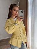 Small Fragrant Style Design Sense To Close The Waist Retro Pressure Folded Thin Cardigan Women's Early Autumn Thin Coat 68HZ