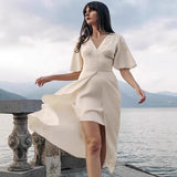 2025 Summer Fashion New Apricot Imitation Acet Acid Dress A Tea Dress Woman 68HZ