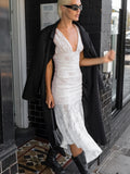 2025 Summer Sexy Lace Sling V-Neck Sleeveless Slimming Commuter Fashion Irregular Women's Dress 68HZ