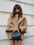 Autumn Fashion High-End Brown Hair, Collar Bat Sleeve Open Shirt Jacket Simple Commuter Women's Clothing 68HZ