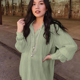 Autumn/Winter 2025 New Long-Sleeved Lap Folding Shirt Women's Broad-Legged Drag Feeling Wrinkled Trouser Set Solid Color 68HZ