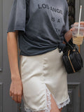 Spring And Summer New Comfortable Simple Commuter Short Skirt Featism Lace Splicing Skirt 68HZ