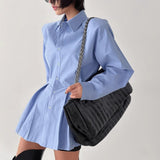 2025 New Temperament Commuter Cotton Shirt Long-Sleeved Tidly Tidling Design Blouse 68HZ