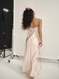 2025 Summer French Light Pink Light Luxury Sexy Lace Sling Skirt Home Dress Summer 68HZ