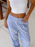 Spring And Summer Commute Lazy Niche Blue Wide-Footed Shorts Loose Simple Pocket Trousers Women's Clothing 68HZ