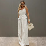 Autumn 2025 New Casual Cotton Set Femininity High-Waist Broad Leg Trousers Design With Commuting Two Sets 68HZ
