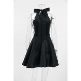 French Sexy Black High-Waisted Sleeveless Neck Dress 2025 New Spring Fashion Short Dress Woman 68HZ