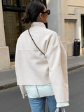Autumn And Winter New Long-Sleeved V-Neck Coat Jacket Short 2025 Loose Temperament Commuting Lazy Woman 68HZ